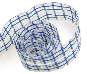 Ribbon Warehouse_Navy/Silver Novel Plaid (Wire Edged)